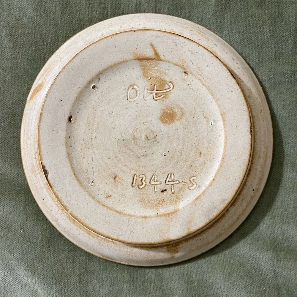 Stoneware pottery plate saucer for plant change  approximately 1” deep UBV